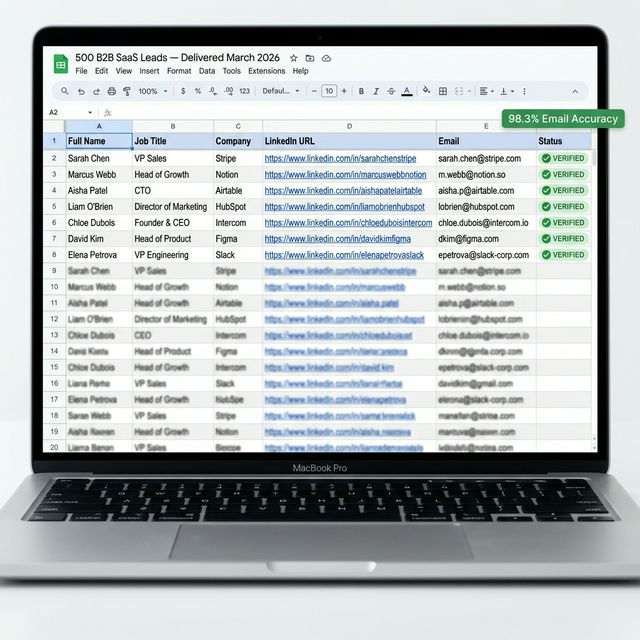 500 Verified B2B SaaS Leads Spreadsheet
